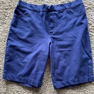 Isaac Mizrahi NAVY Stretch Pull On Bermuda Shorts A289618 10” Inseam
